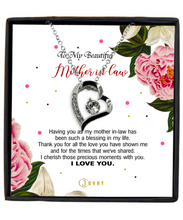 Load image into Gallery viewer, Luxury Heart - Silver Plated - To My Beautiful Mother Inlaw - MC0024
