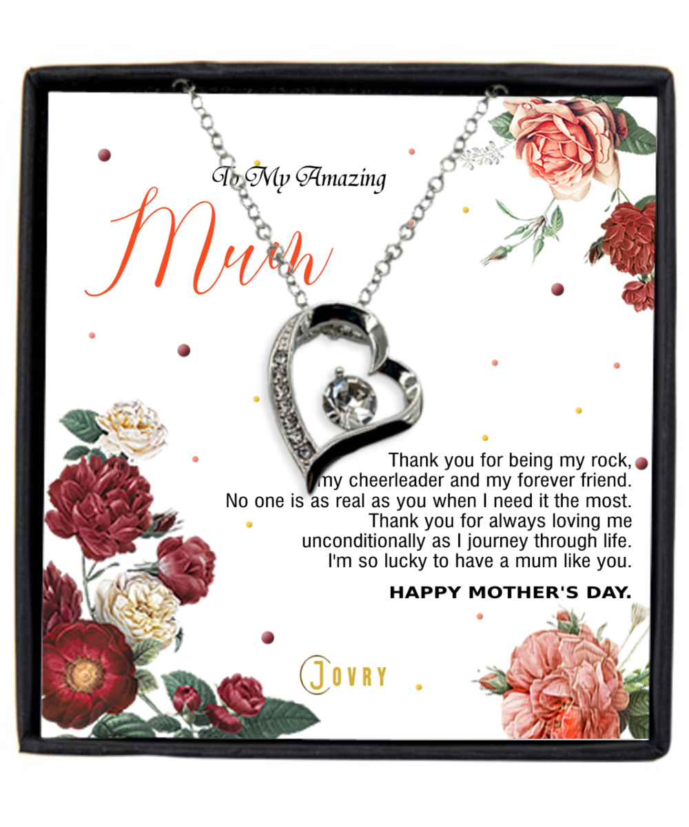 Luxury Heart - Silver Plated - To my amazing Mum, Thank you for being my rock - MC0027